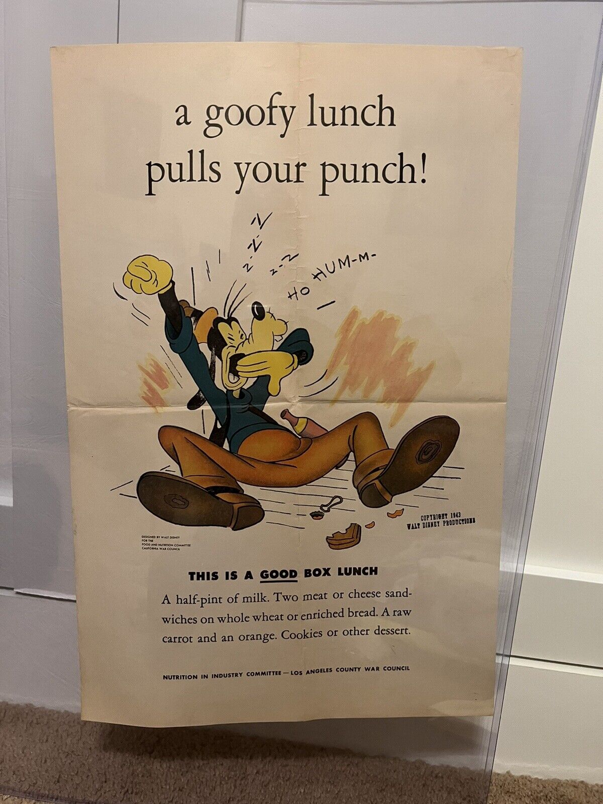 WWII Poster Walt Disney Goofy RARE 