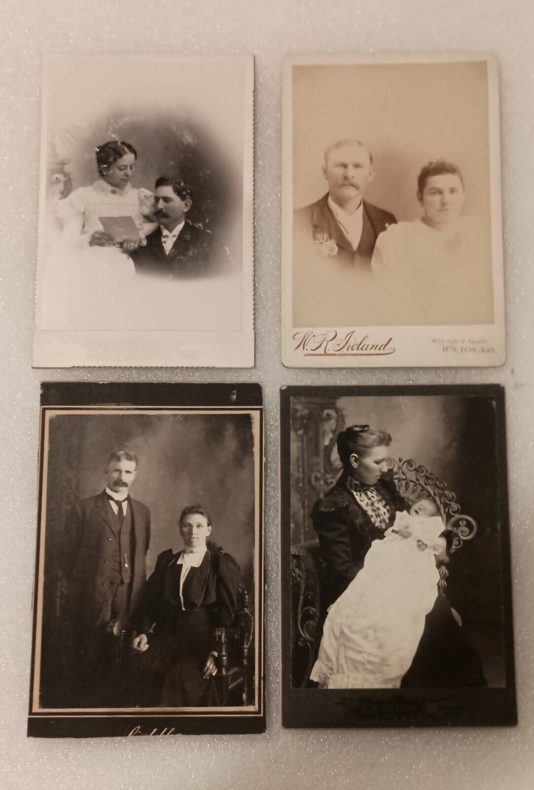 Lot Of 4 - Antique Cabinet Photos Women w/ Baby & Couples Holton, Kansas 1800's