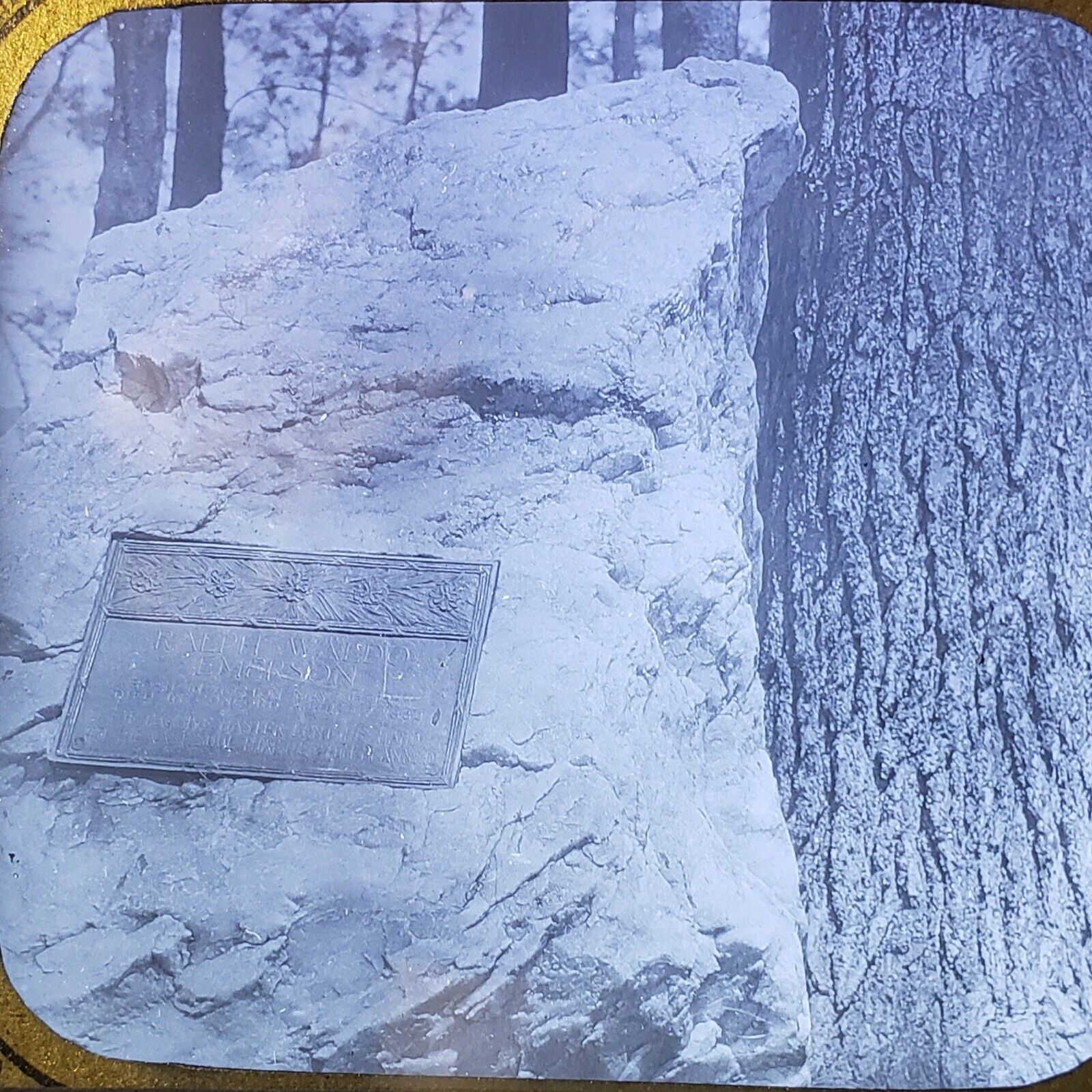 Emerson\'s Grave, Concord Massachusetts, c1920\'s Magic Lantern Glass Slide 