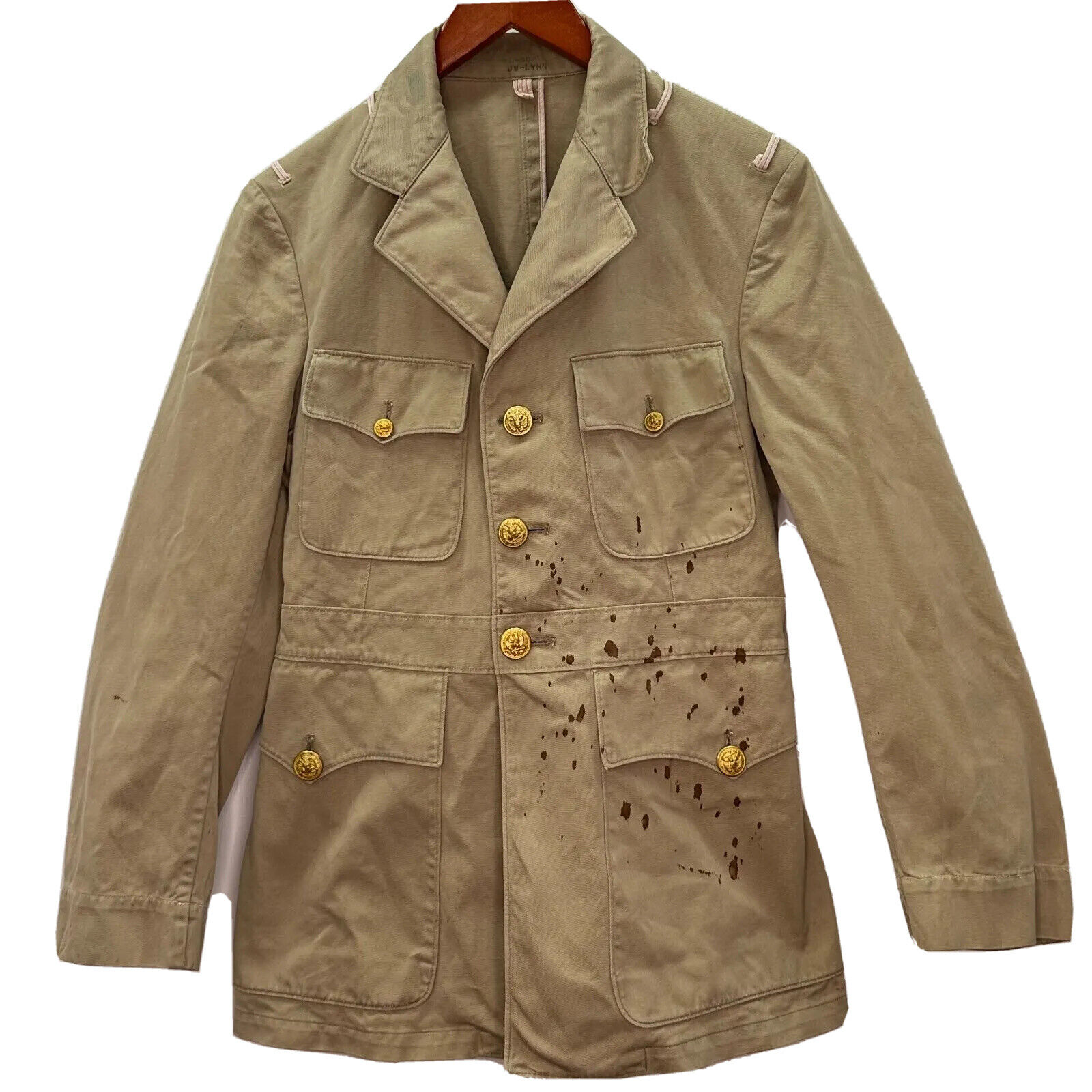 WWII WW2 US Navy Khaki Jacket Officer Cotton Serge Coat Military Uniform Battle 