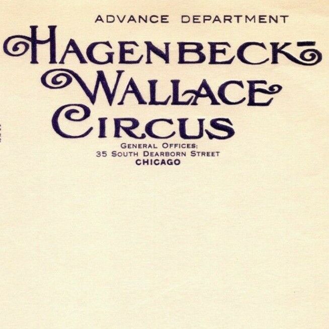 Very Scarce c1926 Hagenbeck-Wallace Circus Letterhead Chicago J.C. Donahue