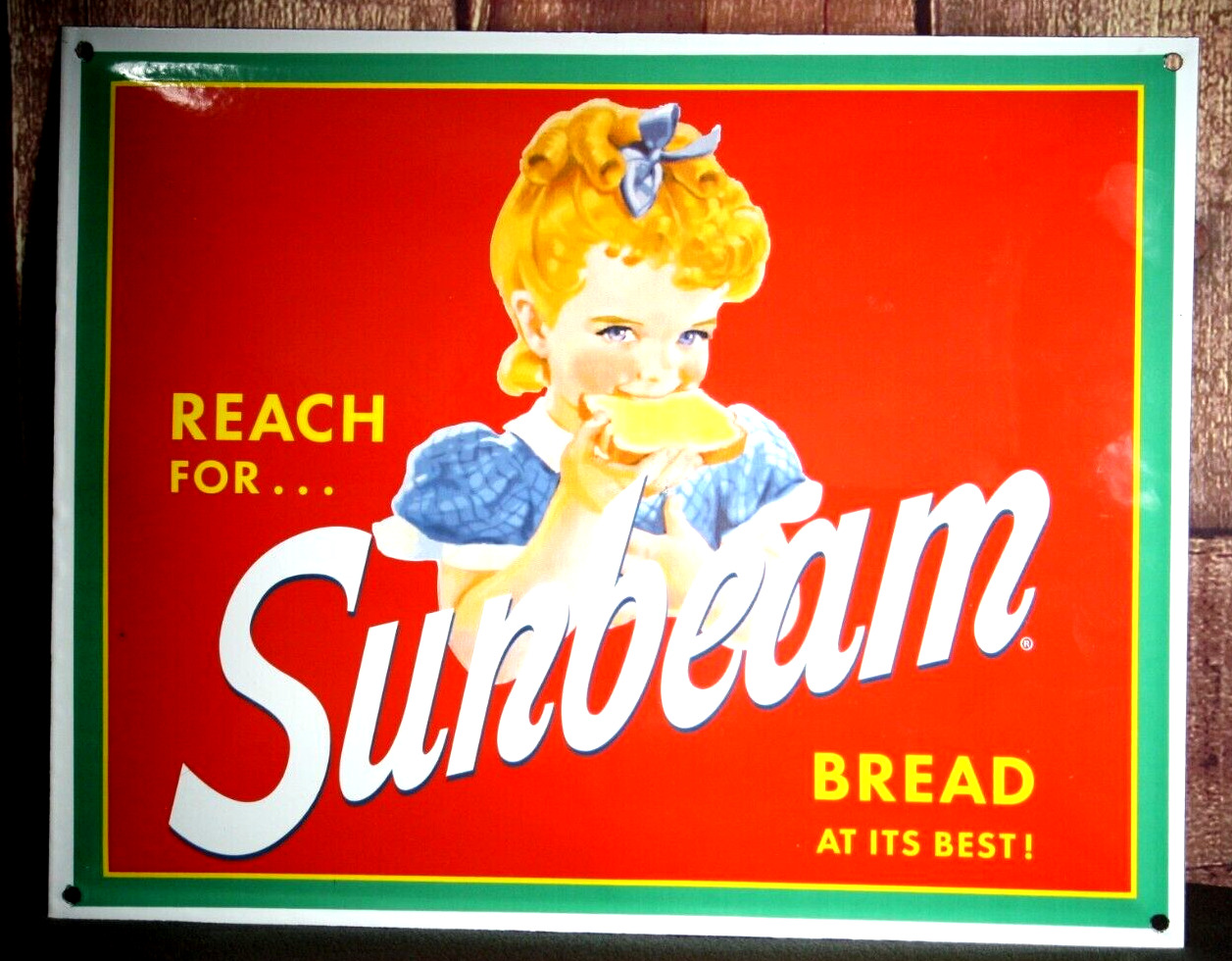 REACH FOR SUNBEAM BREAD AT IT'S BEST PORCELAIN COLLECTIBLE, RUSTIC, ADVERTISING