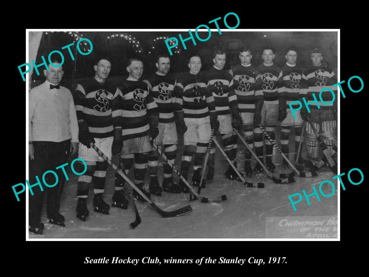 OLD 8x6 HISTORIC PHOTO OF SEATTLE ICE HOCKEY TEAM STANLEY CUP WINNERS 1917