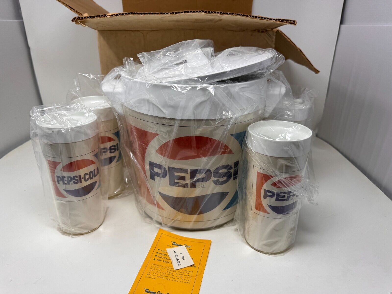 Vintage Pepsi Cola Ice Bucket w/Handles & Lid 9\