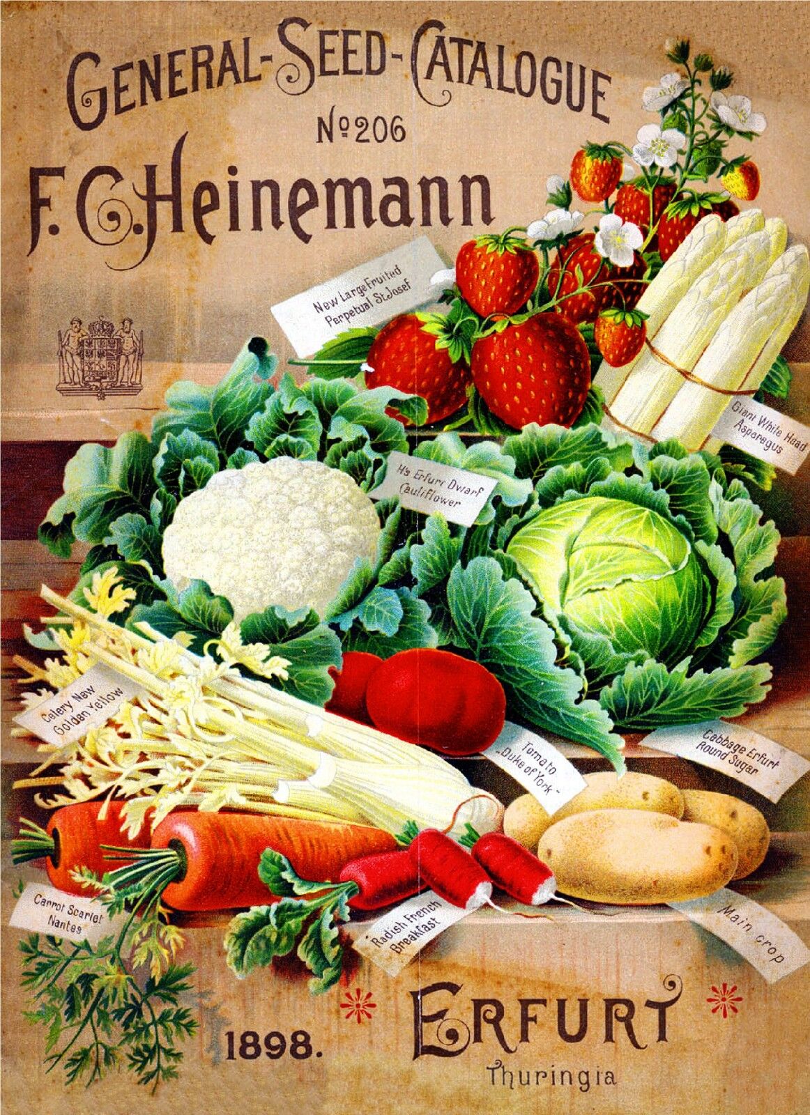1898 Heinemann Vegetable Vintage Seed Packet Catalogue Advertisement Poster 