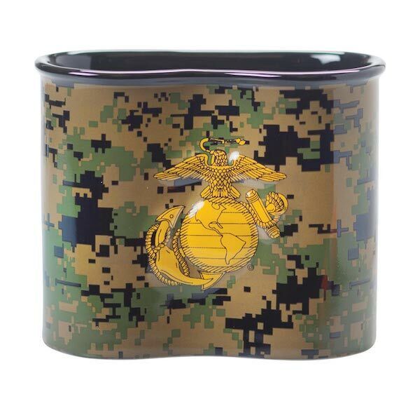 USMC Digital Camo Ceramic Canteen Mug - Marine Corps MARPAT Woodland Coffee Cup