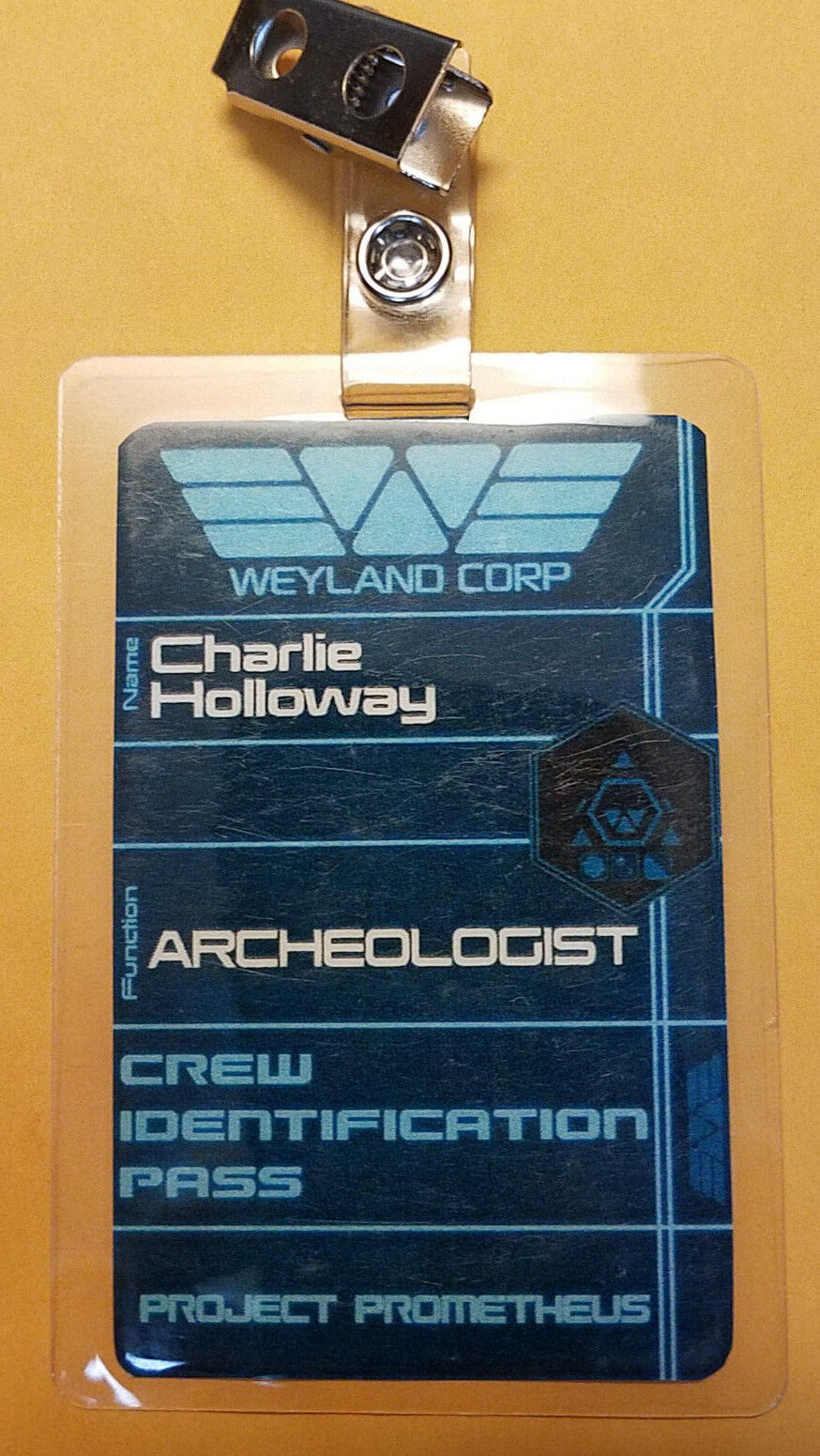 Aliens/Prometheus ID Badge-Archeologist Charlie Holloway