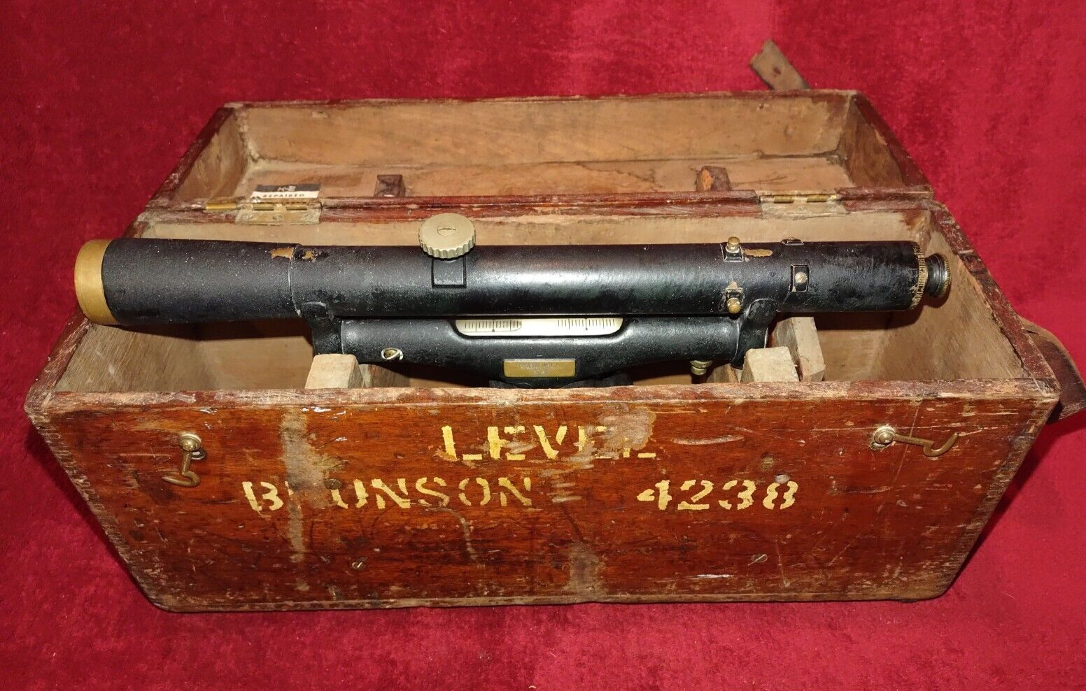 Vintage Brunson Surveying Transit 4238 in Original Wood Box Please Read