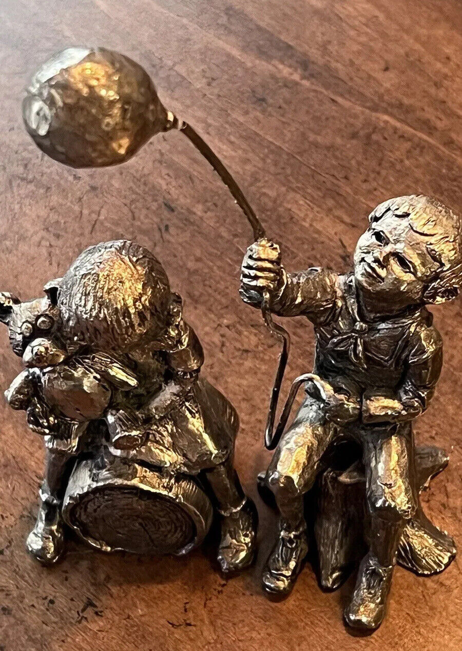 Michael Ricker Silvered Bronze Sculpture Kids Balloon Figurines Ltd Set 66/100