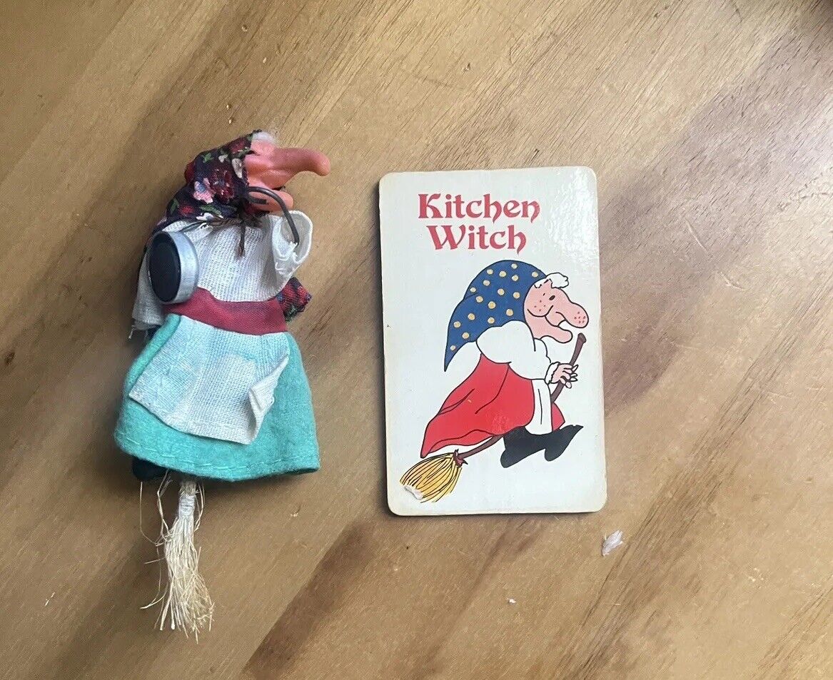 Vintage Good Luck Kitchen Witch  Doll Rubber Face Norwegian  Baba Yaga 5
