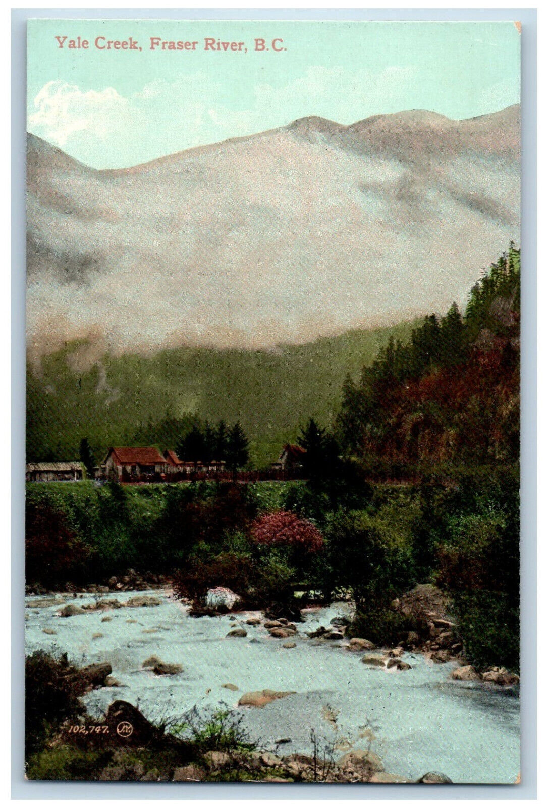 Fraser River British Columbia Canada Postcard Yale Creek Mountain View c1905