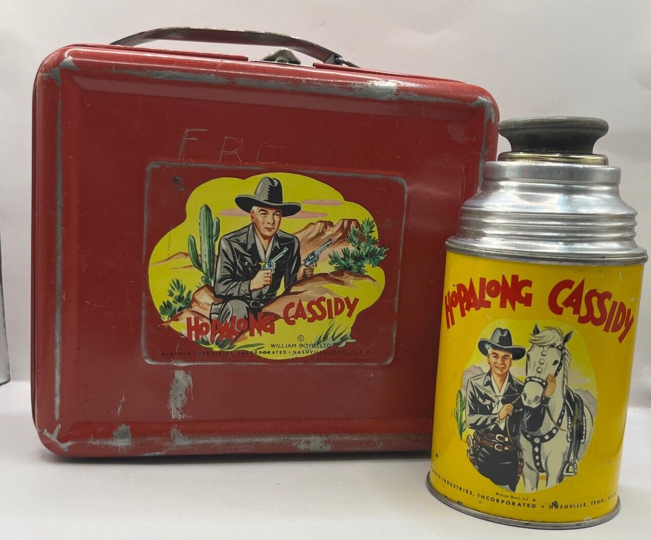 1950's Hopalong Cassidy Lunch Box and thermos, Vintage