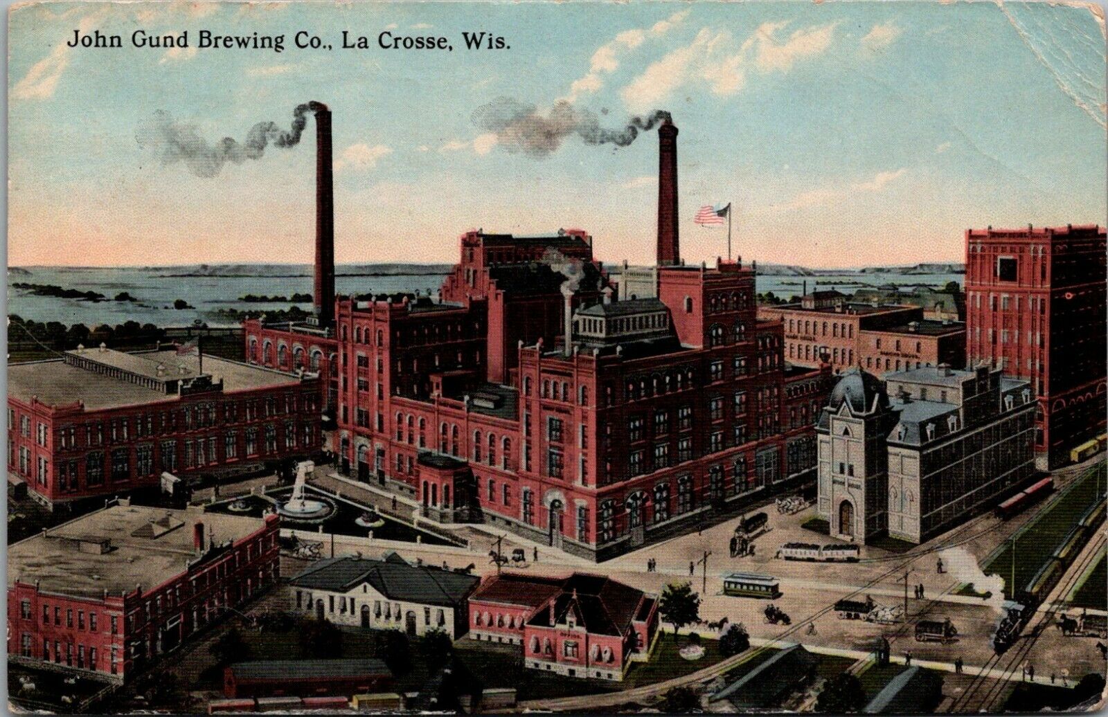 La Crosse Wisconsin~John Gund Brewing Co~Beer Brewery~Factory Panorama~1916