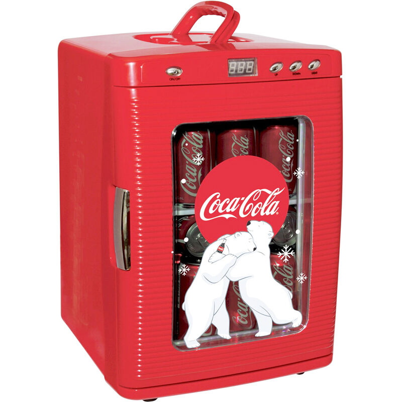 Compact Coca-Cola 28 Can Mini Refrigerator, Countertop Coke Dorm Office Fridge