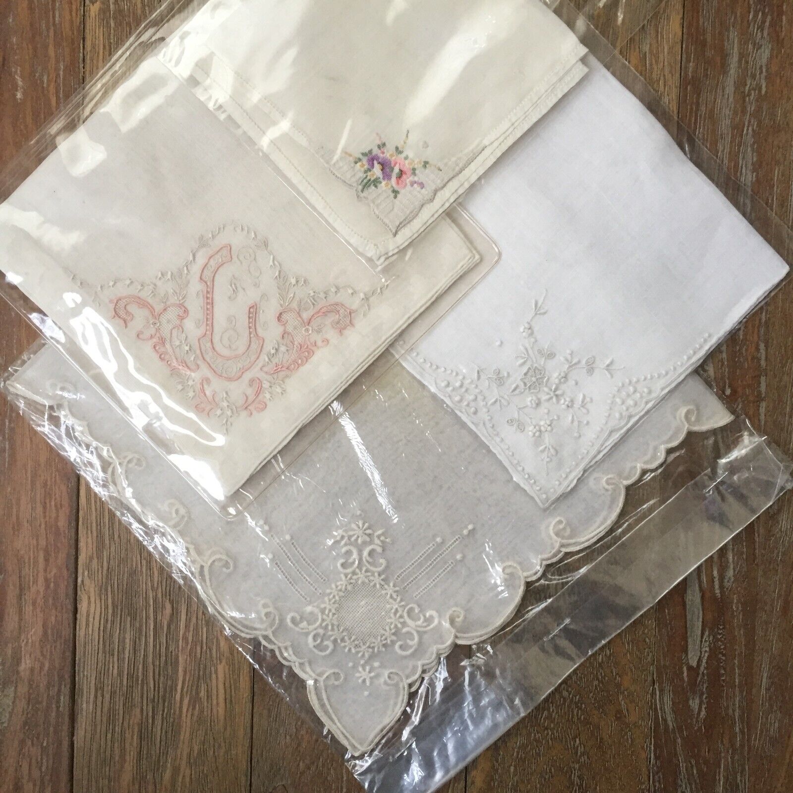 Antique Hand Embroidered Handkerchieves (4)