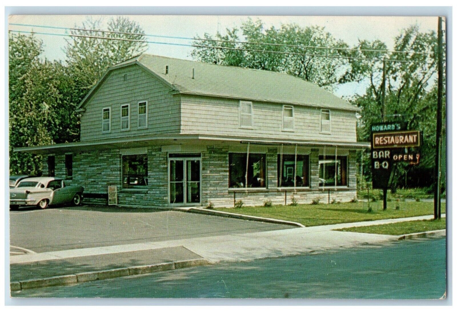 c1960's Howard's Restaurant BBQ Watertown New York NY Posted Vintage Postcard