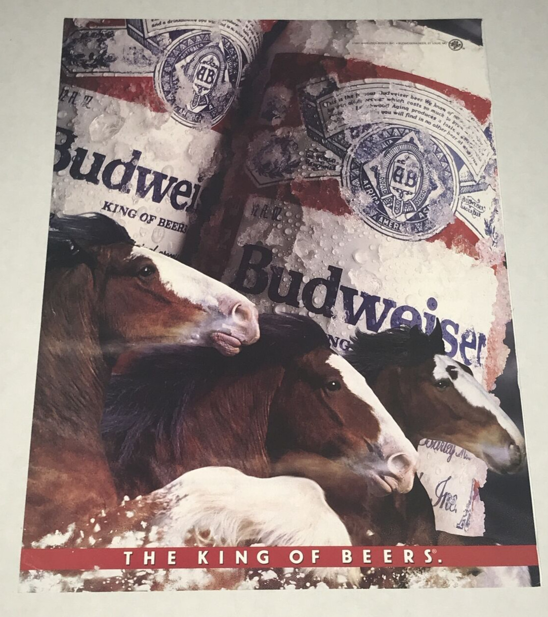 1991 Budweiser The King of Beers Vintage Magazine Print AD Clydesdales 8.5 x 11