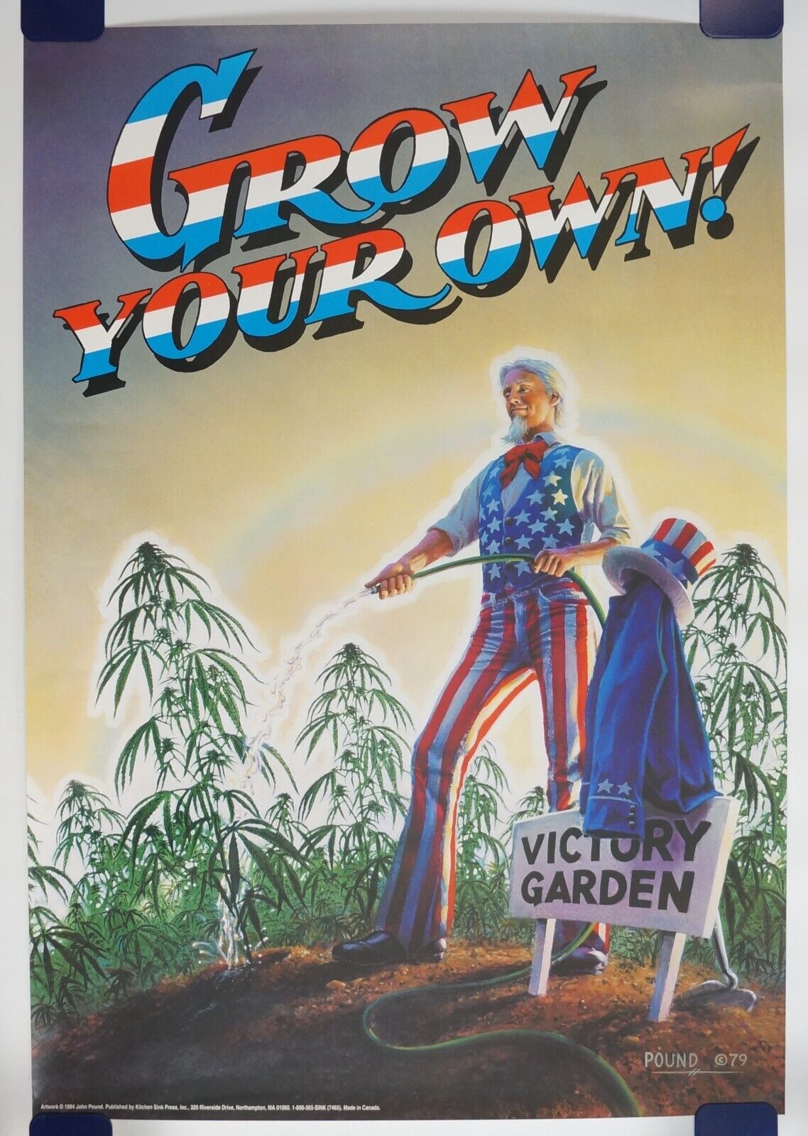 Grow Your Own vintage poster - john pound - uncle sam dope/marijuana underground