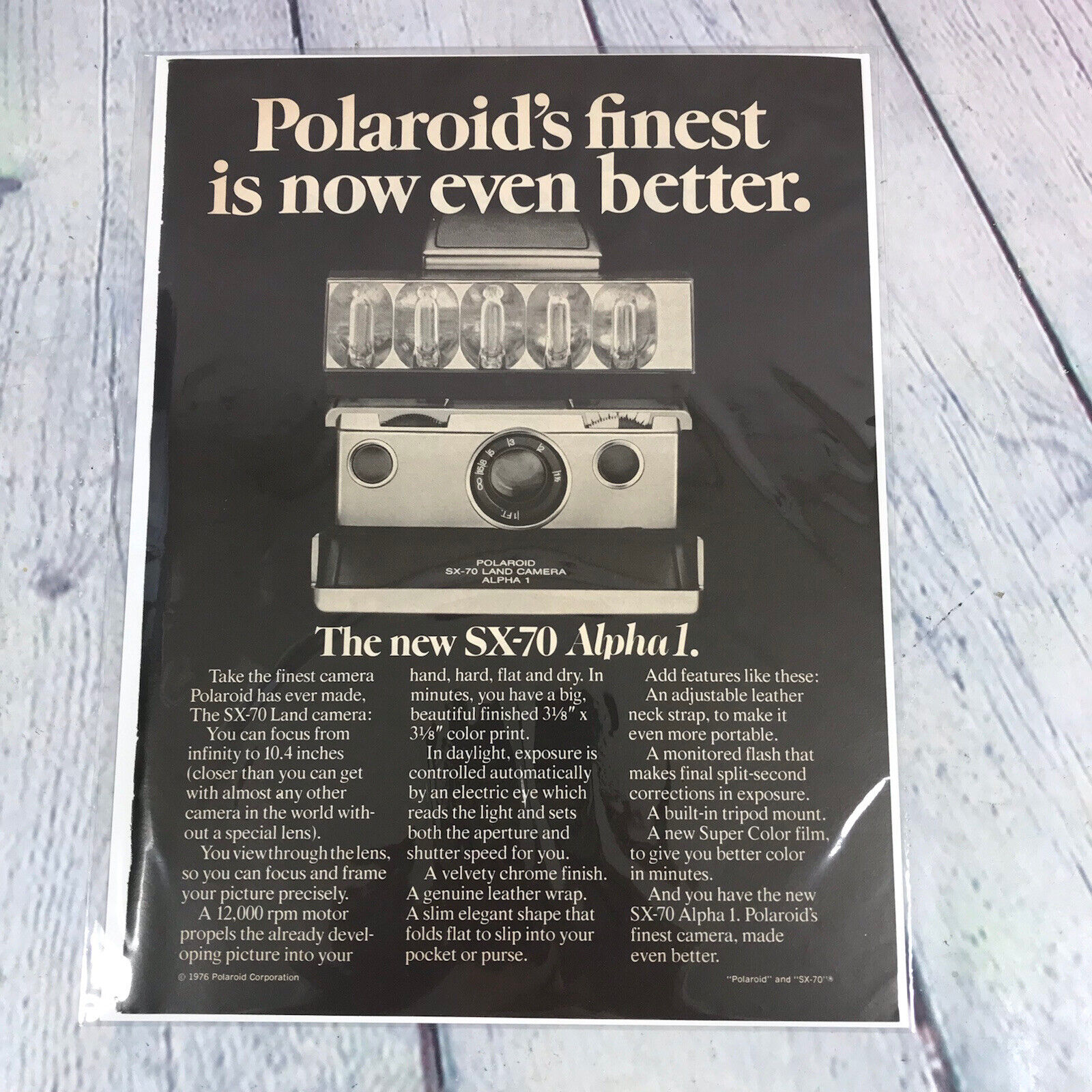 Vtg 1976 Polaroid SX-70 Alpha 1 Camera Genuine Magazine Advertisement Print Ad