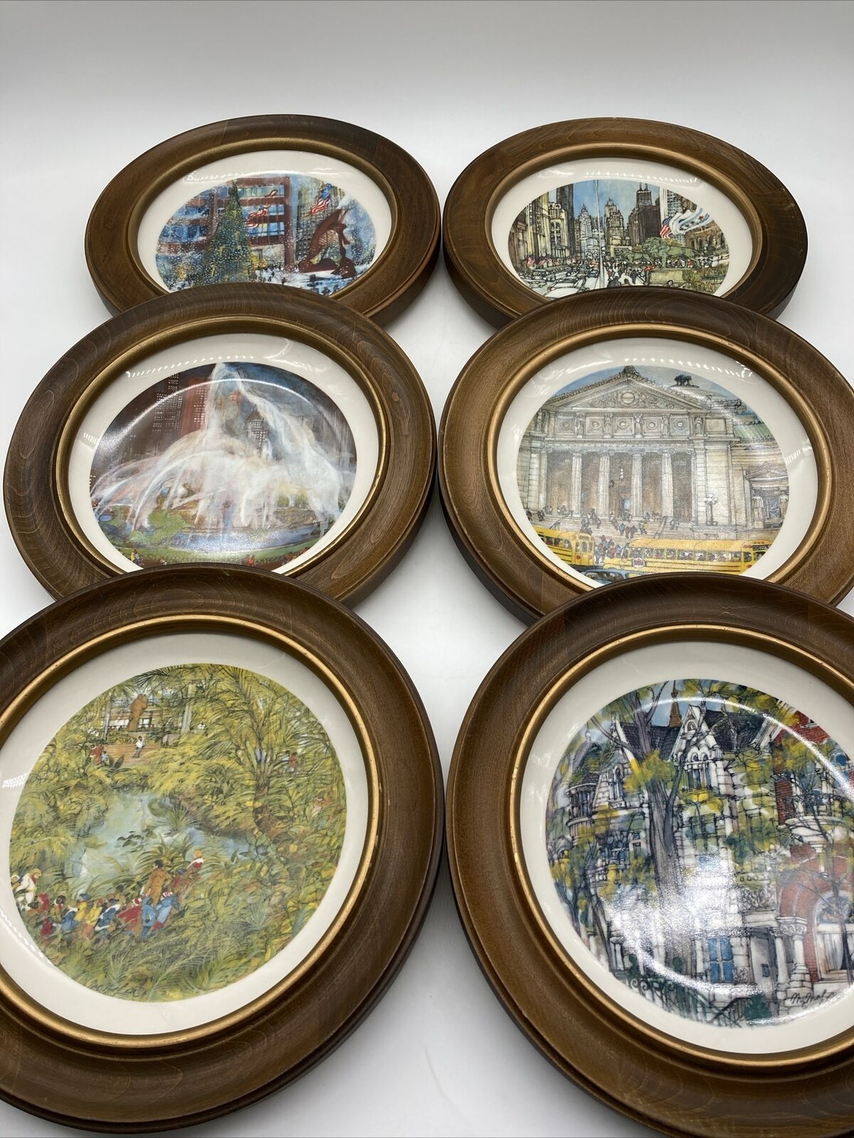 Franklin McMahon LOT of 6 Vintage “The Chicago Collection” plates FRAMED