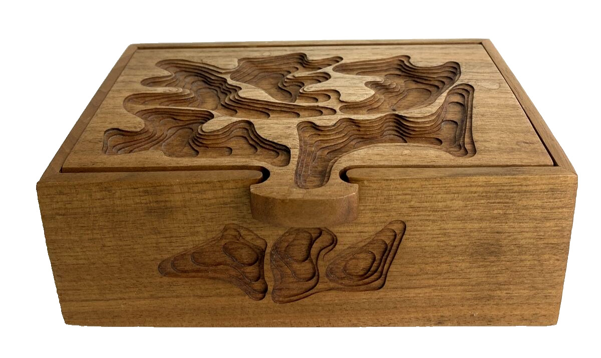 Peter Kwasniewski Wooden Cherry Sculpted Keepsake Box W/Hinged Lid