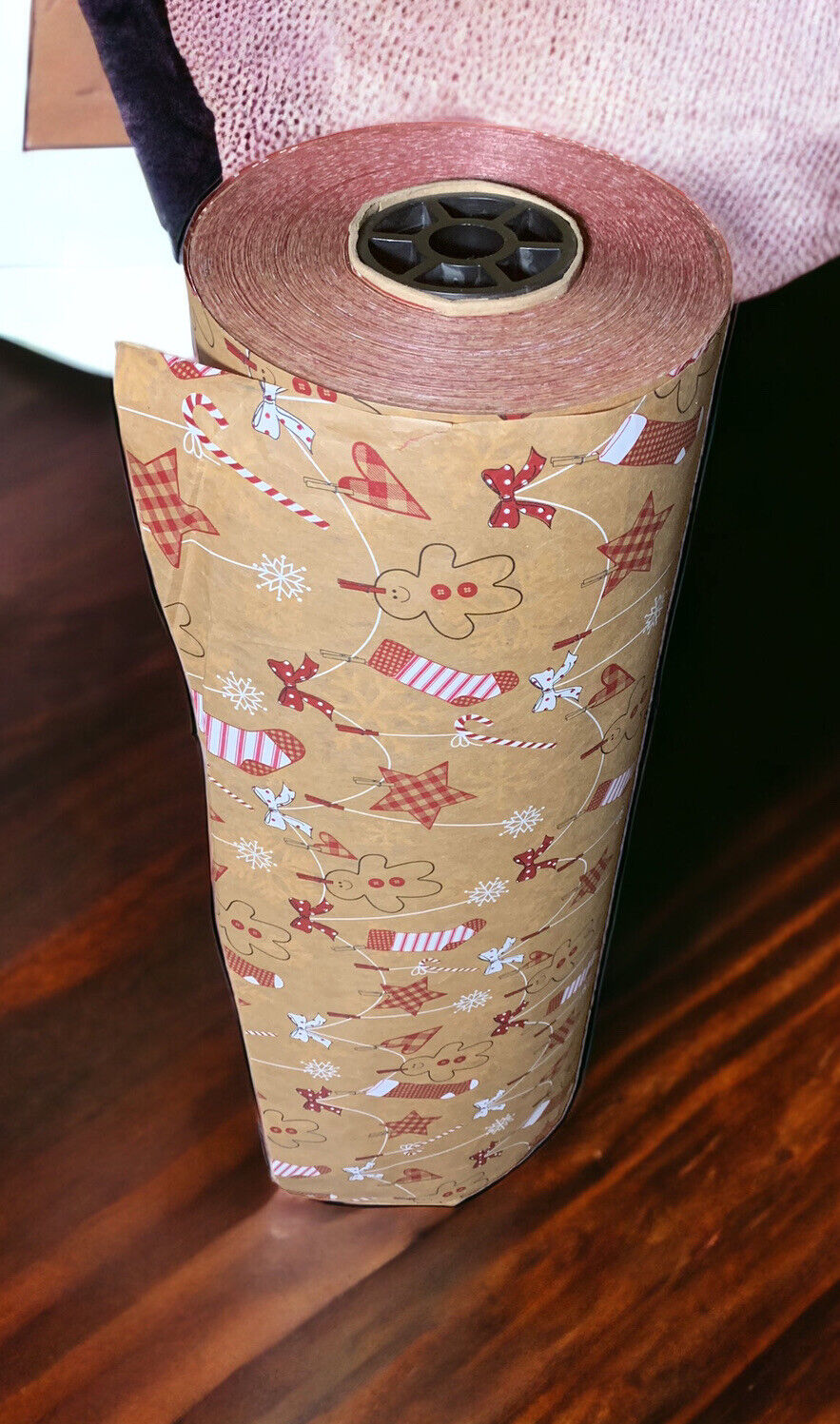 HUGE Christmas GINGERBREAD SNOWFLAKES 2-Sided Dept. Store Wrapping Paper Roll