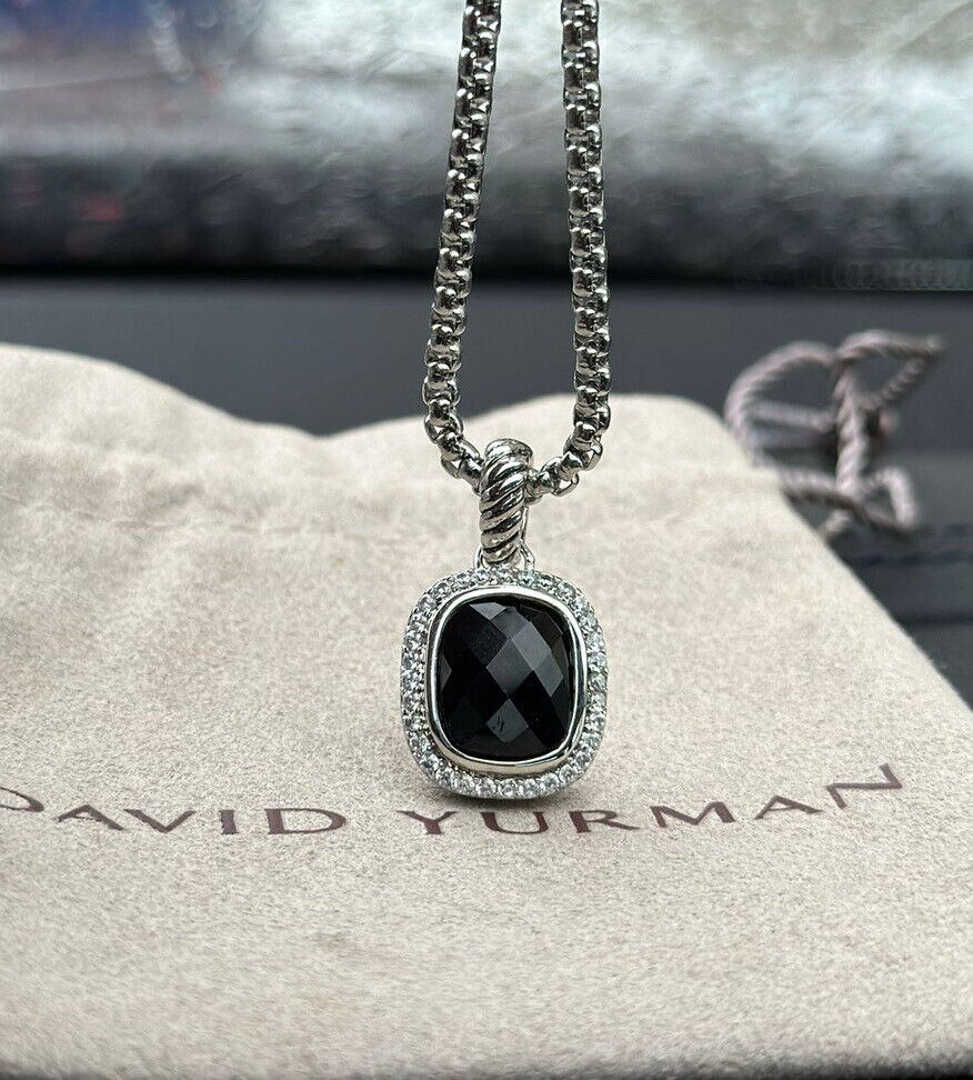 David Yurman Noblesse Black Onyx Pendant Diamond Ladies 925 Silver Necklace