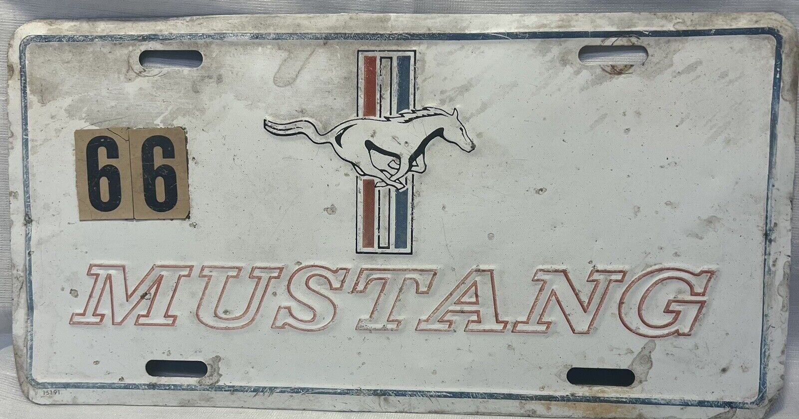 Vintage 1966 Ford Tri-Bar Mustang Metal License Plate 