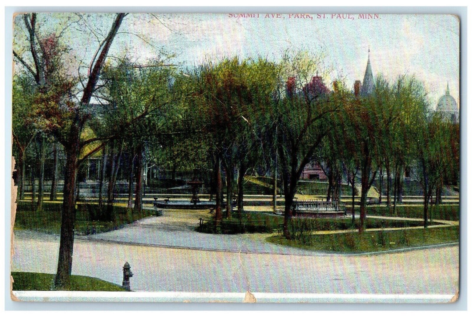 1913 View Of Summit Avenue Park St. Paul Minnesota MN Posted Antique Postcard