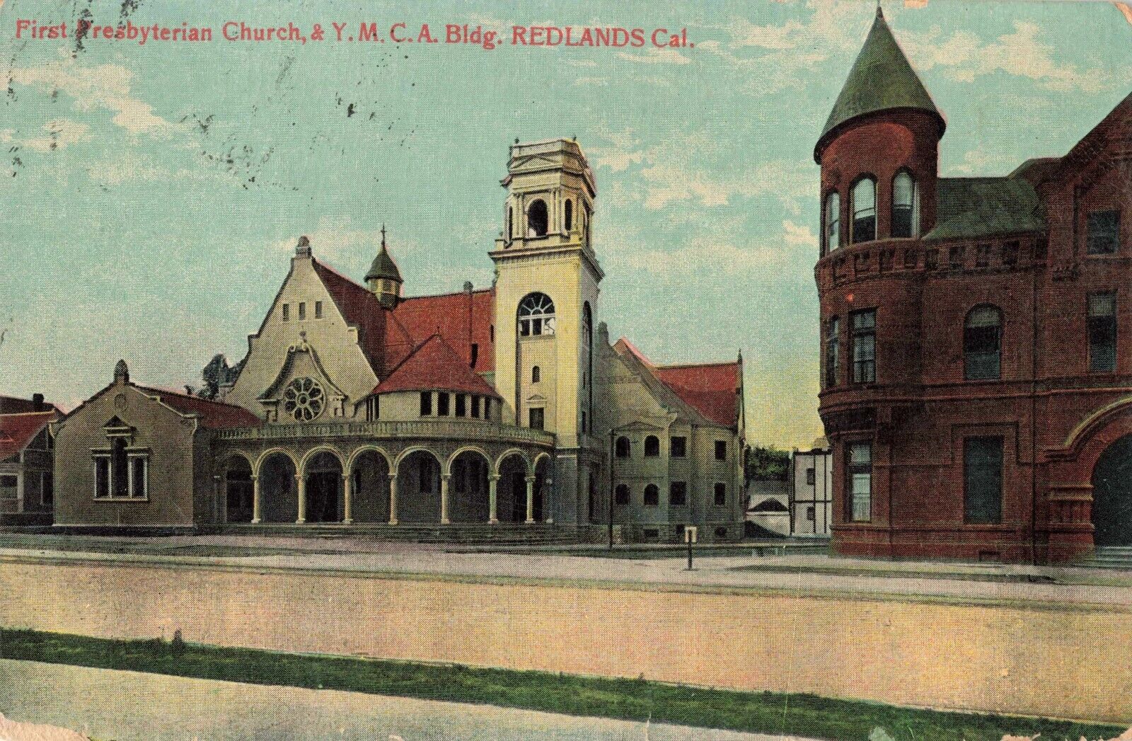 First Presbyterian Church YMCA Building Redlands California CA c1910 Postcard