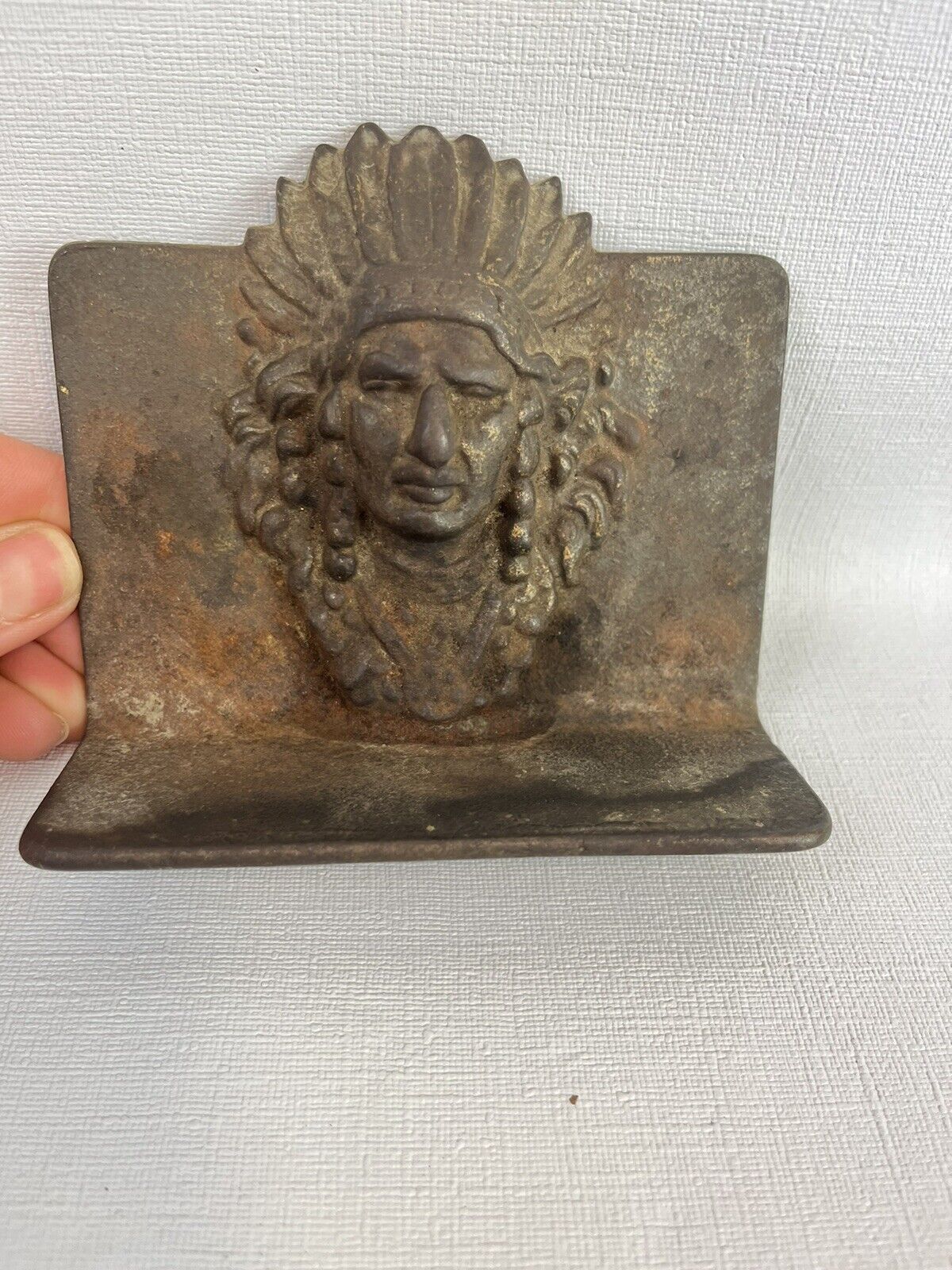 Vintage Brass/Bronze, Native American Indian Head Bookends, 4.25\