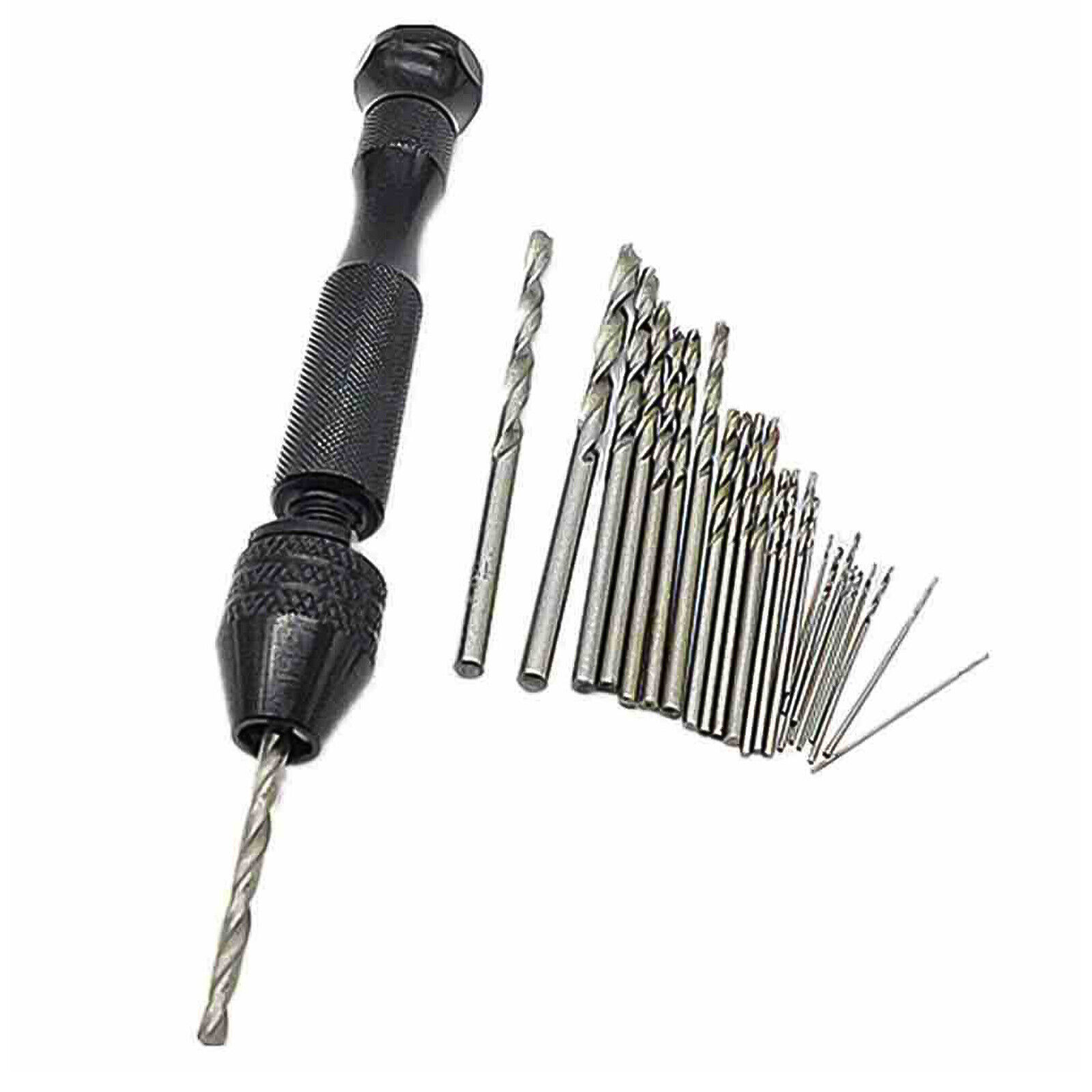 26 IN 1 Manual Keyless Chuck Pin Vise Rotary Tool Micro Hand Drill Bits 0.5-3mm