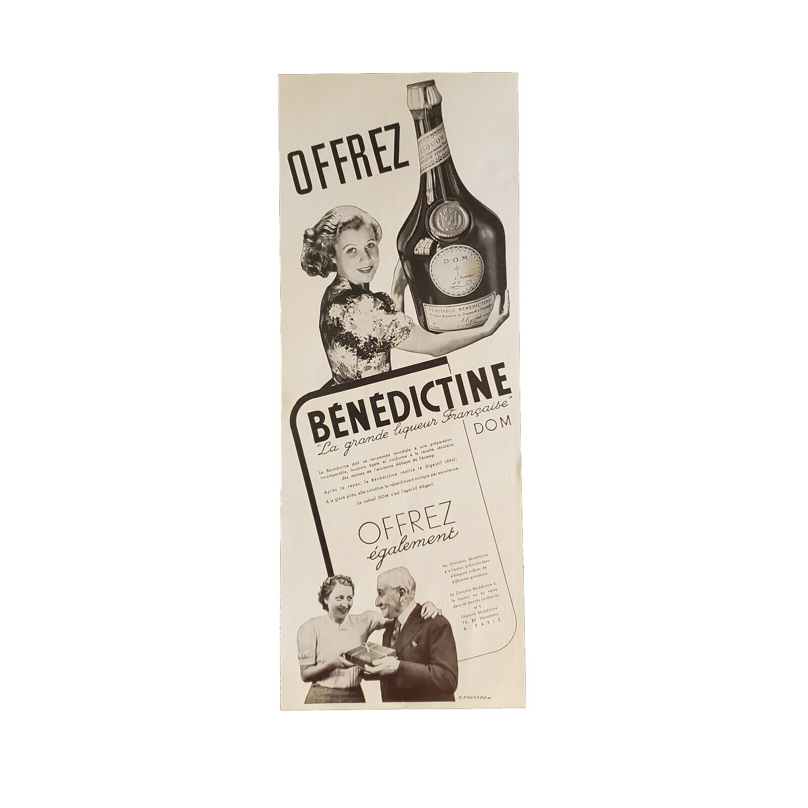 Benedictine Original Print Magazine Advertisement From 1938 French...