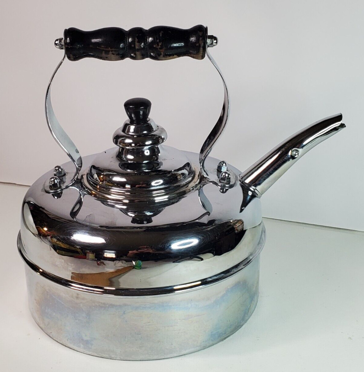 The Simplex Solid Copper Whistling Kettle England Chrome Patents 400709-40219