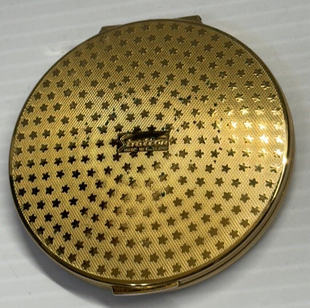 Vintage Stratton England All Gold Tone STARS with Mirror Lady's Powder Compact