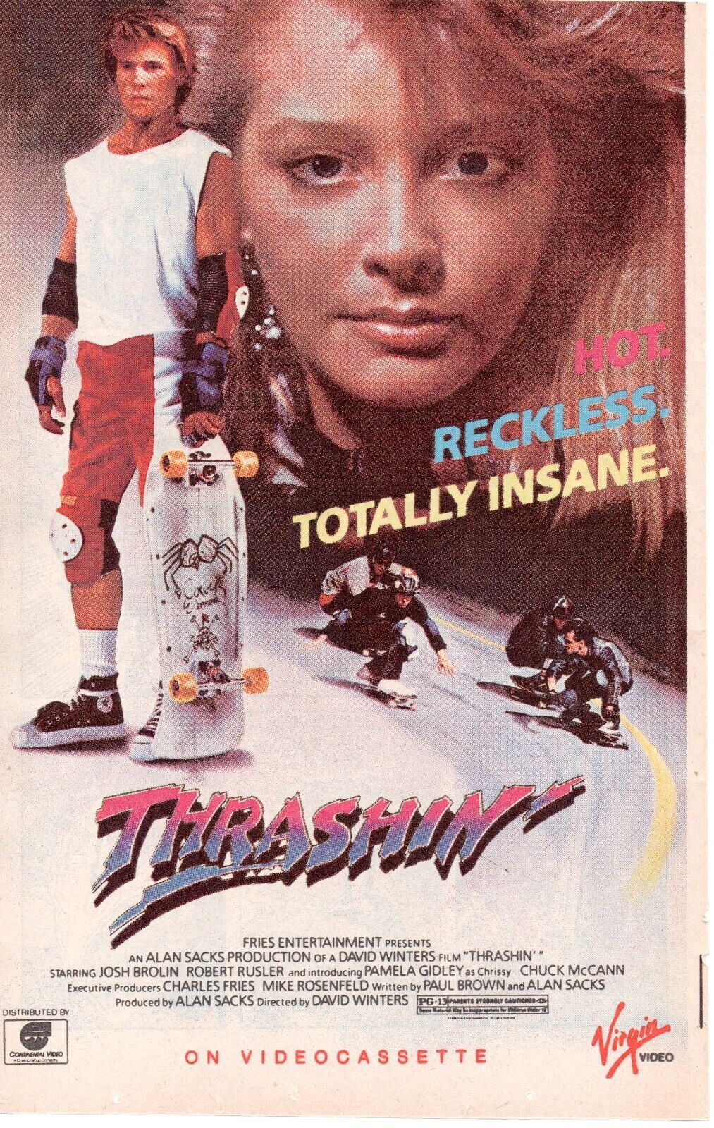 1987 THRASHIN\' Skateboarding Movie VHS Promo PRINT AD - JOSH BROLIN TONY HAWK