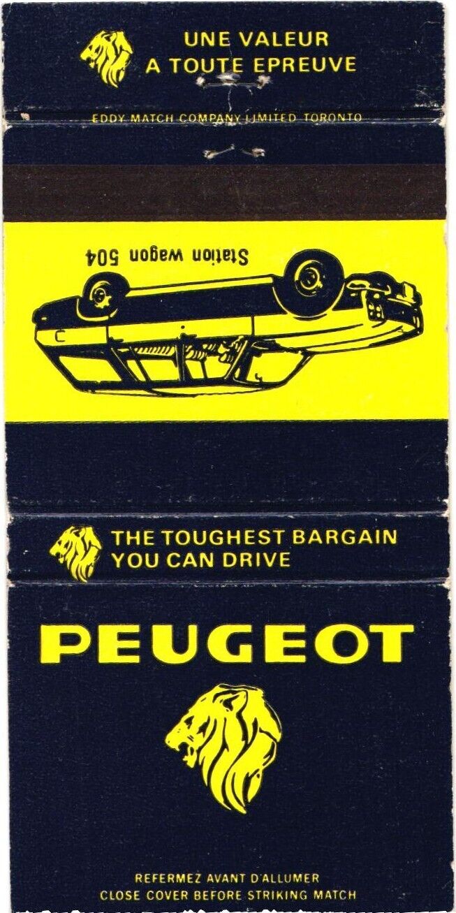 Peugeot, Carette Automobile Ltee, Sainte-Foy, Quebec, Vintage Matchbook Cover