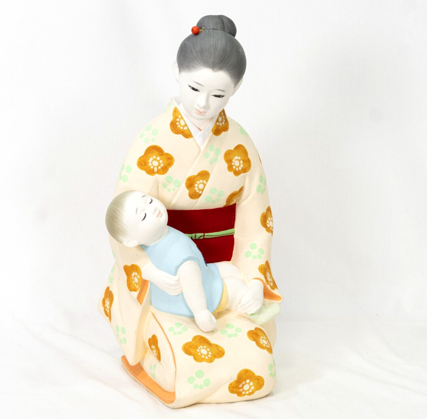 Vintage Hakata Doll Japanese  Kimono Doll Plum Blossom Pattern Height 15 inches