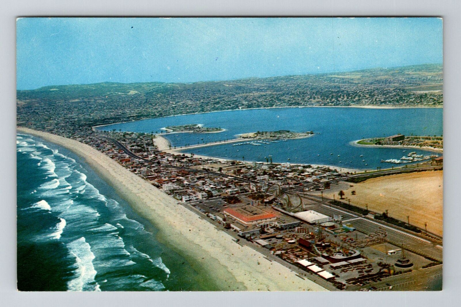 Mission Beach CA-California, Bird\'s Eye View of Mission Beach, Vintage Postcard