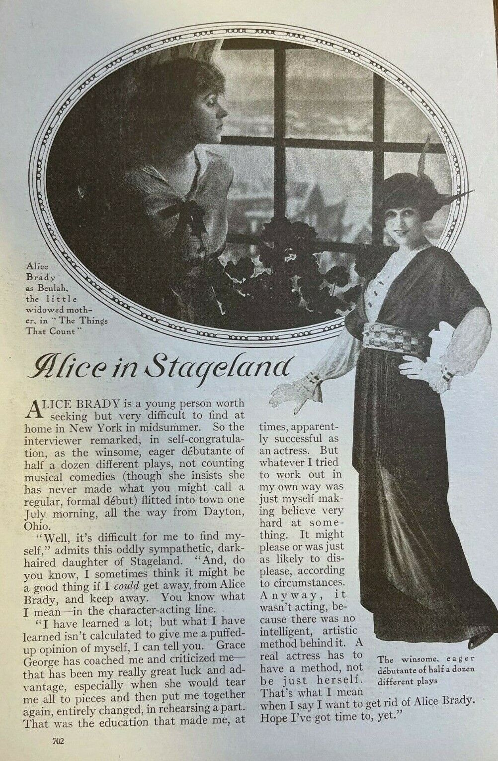 1914 Actress Alice Brady illustrated
