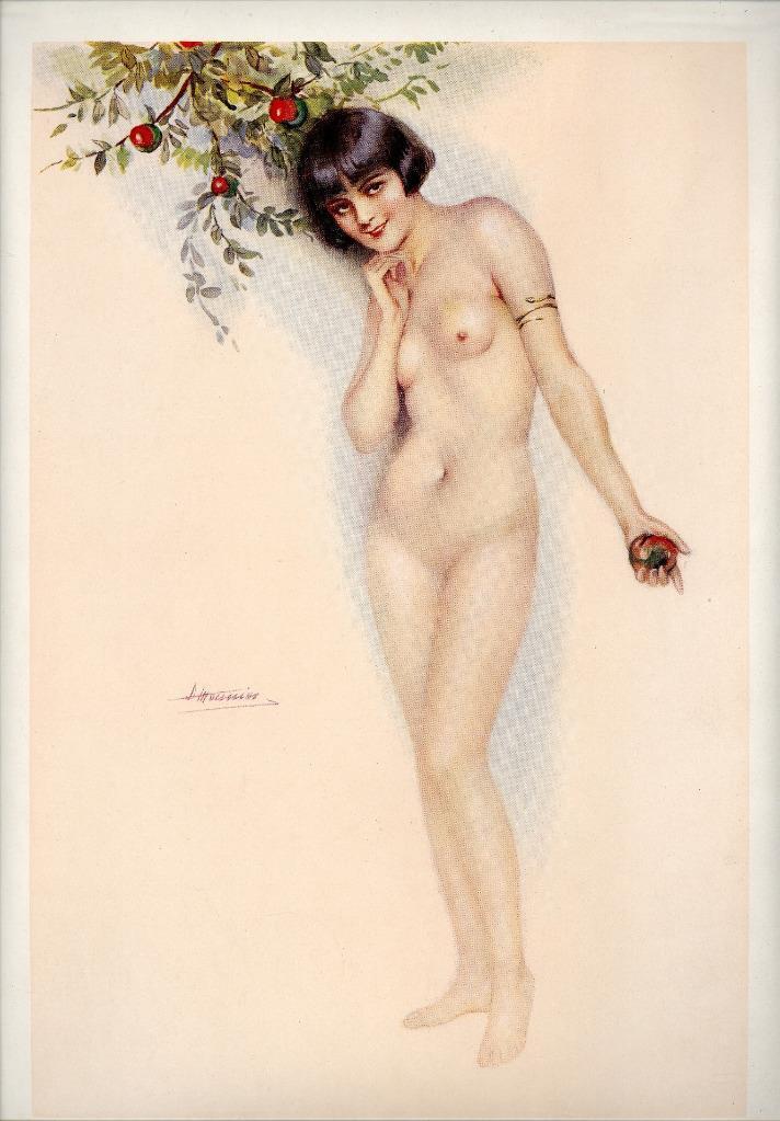 1925 EROTIC ART DECO EROS SUZANNE MEUNIER BOUDOIR PIN-UP PRINT VG