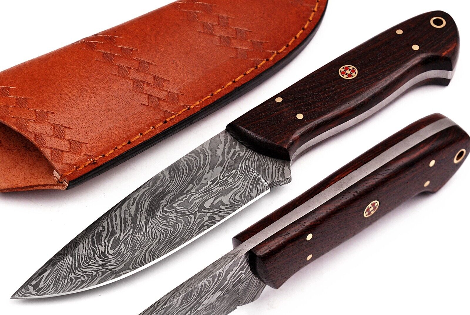 HAND FORGED DAMASCUS BLADE HANDMADE SKINNER KNIVES HUNTING KNIFE WITH SHEATHS