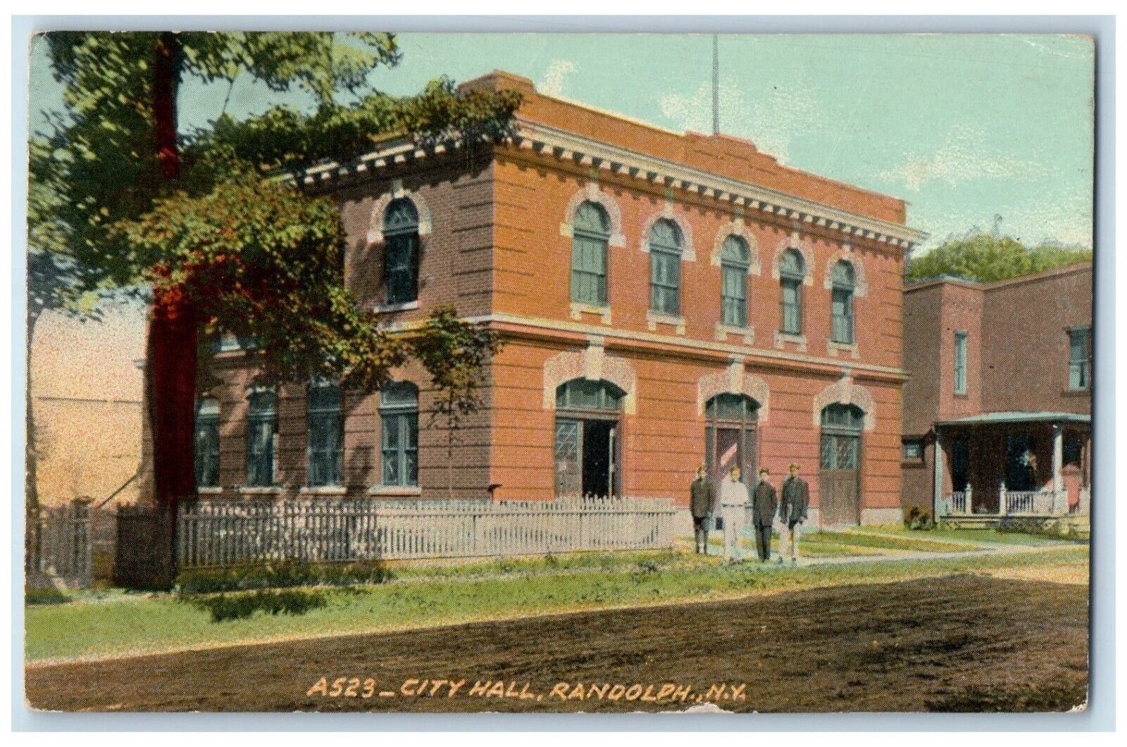 1924 City Hall Building Dirt Road Randolph New York NY Posted Vintage Postcard