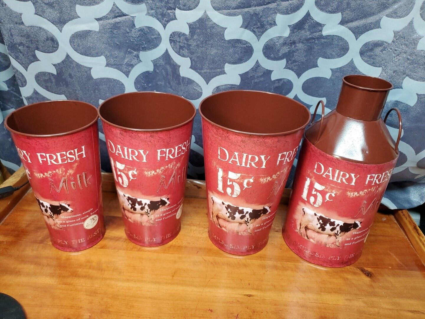 Dairy Fresh Milk Can And Matching Tins, Matching Set Of 4