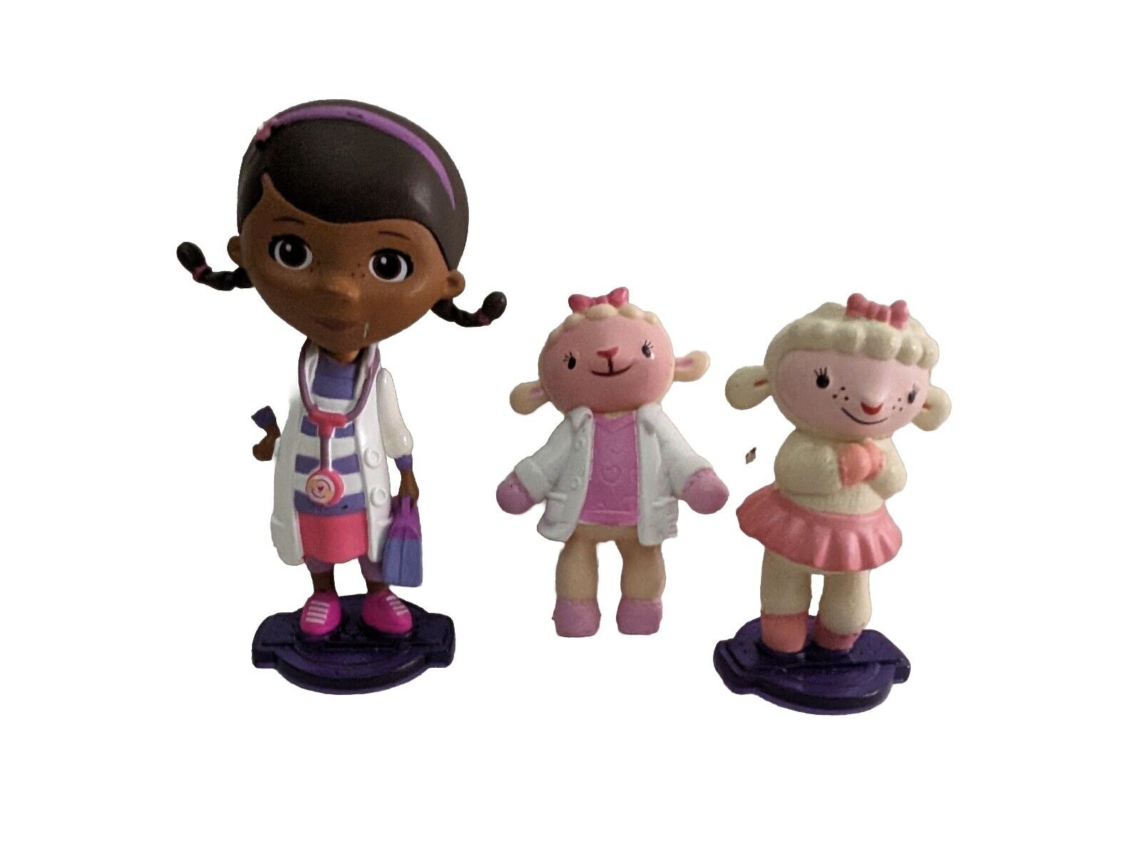 3 Disney Junior Doc Mcstuffins Series Mini Figures Lot 2 Lambies & 1 Doctor Cute