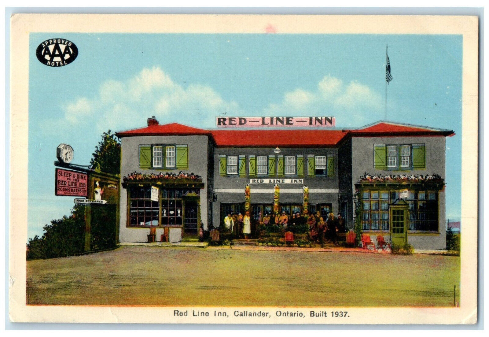 1937 AAA Approved Red Line Inn Callander Ontario Canada Unposted Postcard