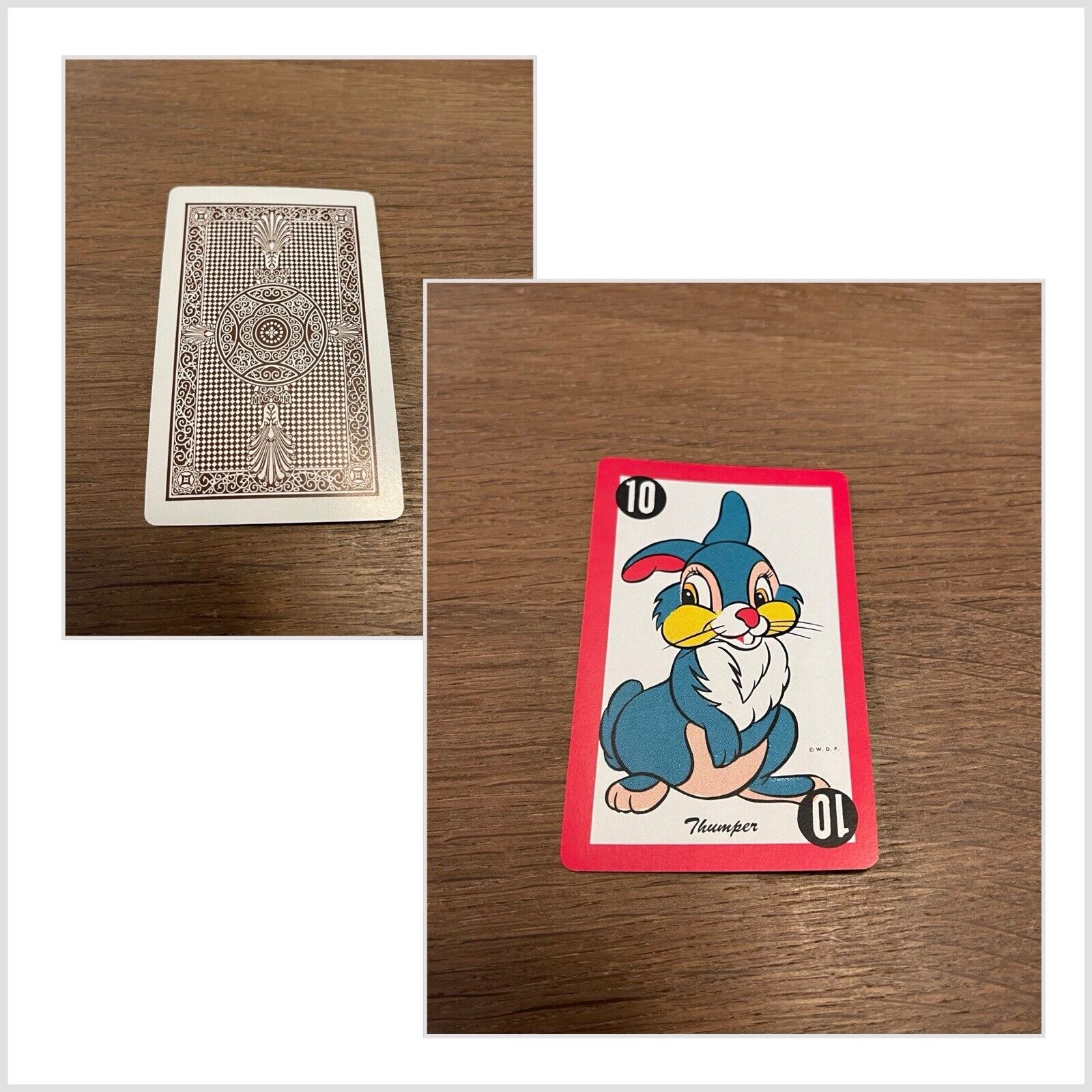 RARE VINTAGE 1949 WHITMAN DISNEY DONALD DUCK PLAYING CARD GAME THUMPER CARD