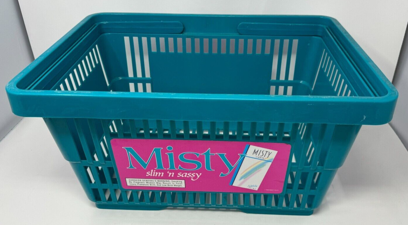Vintage 90s Misty Cigarettes Slim N’ Sassy Turquoise Pink Shopping Basket 1995