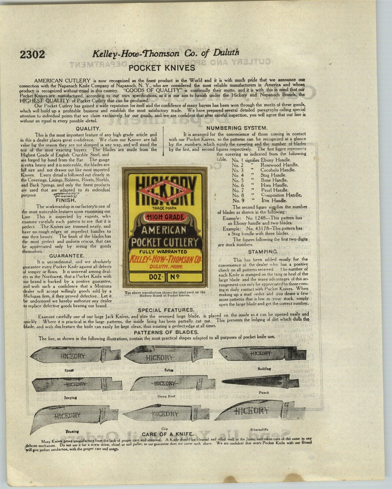 1920 PAPER AD 33 PG Hickory Napanoch Brand Pocket Knife Knives Specs Prices 