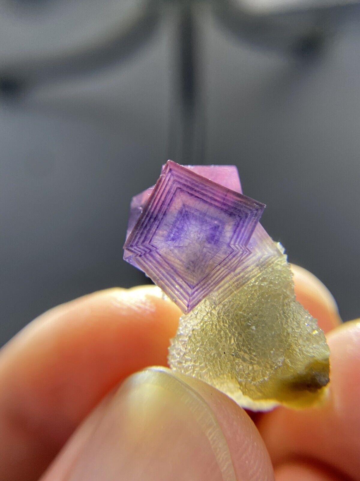 TOP Exquisite  multi-layered purple Windows cubic fluorite big crystal，China